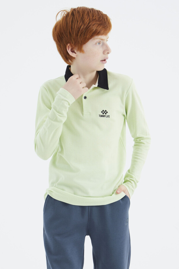 Açık Yeşil Polo Yaka Basic Erkek Çocuk T-Shirt - 11171 - 3