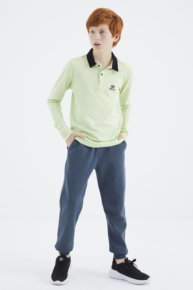 Açık Yeşil Polo Yaka Basic Erkek Çocuk T-Shirt - 11171 - 5