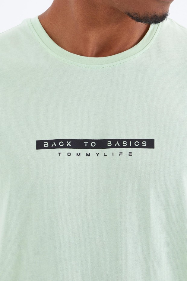 Tommy Life Açık Yeşil Sırtı Yazı Baskılı O Yaka Erkek Oversize T-Shirt - 88100. 6 Tommy Life Açık Yeşil Sırtı Yazı Baskılı O Yaka Erkek Oversize T-Shirt - 88100. 6