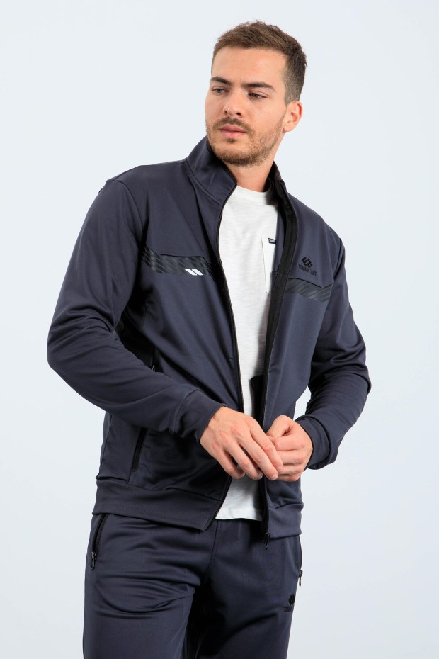Tommy Life Antrasit Dik Yaka Fermuarlı Standart Kalıp Erkek Eşofman Takımı - 85163. 2 Tommy Life Antrasit Dik Yaka Fermuarlı Standart Kalıp Erkek Eşofman Takımı - 85163. 2