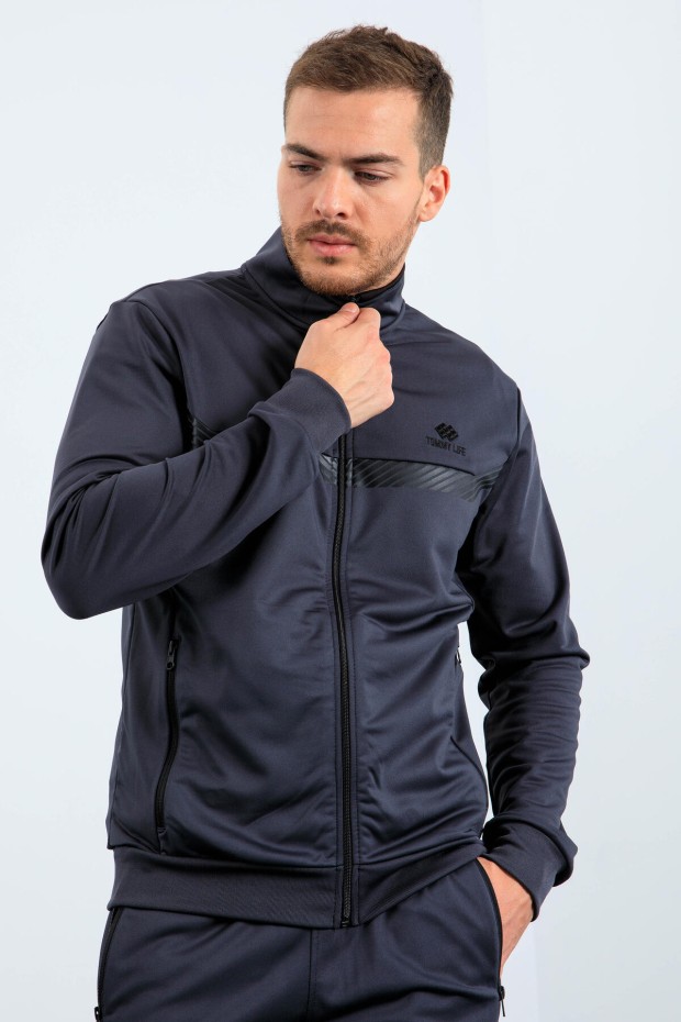 Tommy Life Antrasit Dik Yaka Fermuarlı Standart Kalıp Erkek Eşofman Takımı - 85163. 5 Tommy Life Antrasit Dik Yaka Fermuarlı Standart Kalıp Erkek Eşofman Takımı - 85163. 5