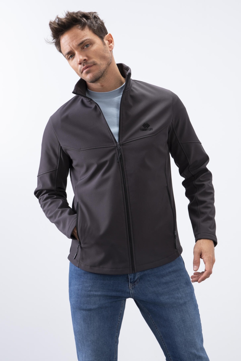 Tommy Life Antrasit Fermuarlı Dik Yaka Su ve Rüzgar Geçirmez Softshell Erkek Mont - 88050. 1 Tommy Life Antrasit Fermuarlı Dik Yaka Su ve Rüzgar Geçirmez Softshell Erkek Mont - 88050. 1