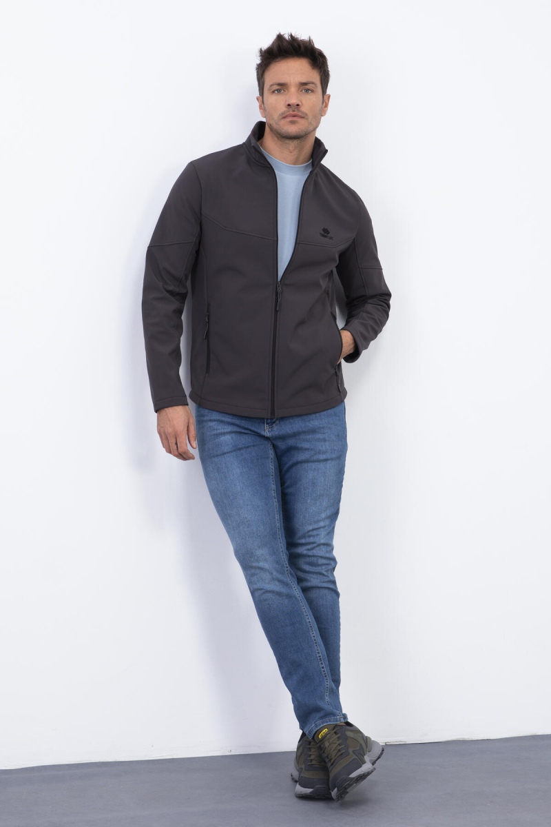Tommy Life Antrasit Fermuarlı Dik Yaka Su ve Rüzgar Geçirmez Softshell Erkek Mont - 88050. 2 Tommy Life Antrasit Fermuarlı Dik Yaka Su ve Rüzgar Geçirmez Softshell Erkek Mont - 88050. 2
