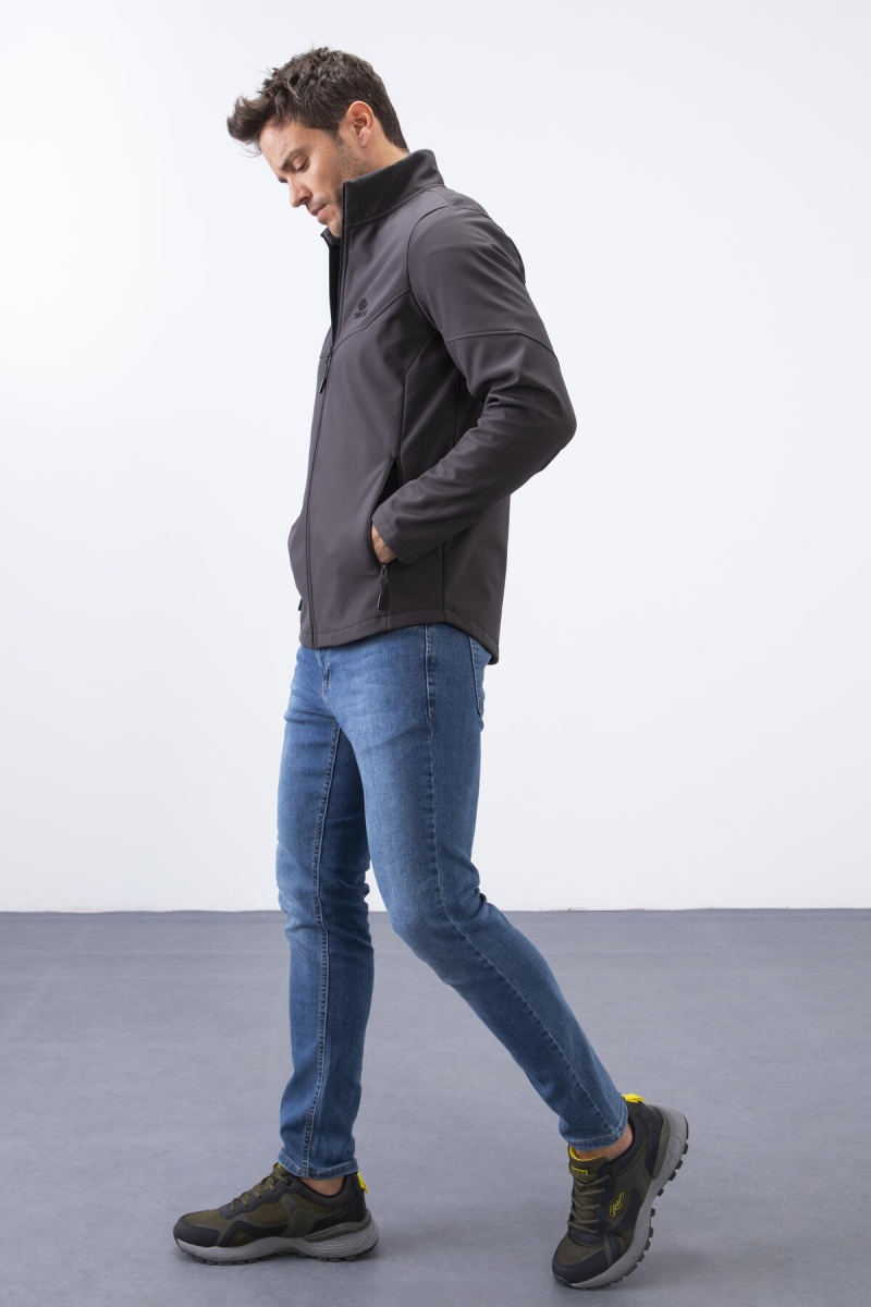 Tommy Life Antrasit Fermuarlı Dik Yaka Su ve Rüzgar Geçirmez Softshell Erkek Mont - 88050. 4 Tommy Life Antrasit Fermuarlı Dik Yaka Su ve Rüzgar Geçirmez Softshell Erkek Mont - 88050. 4