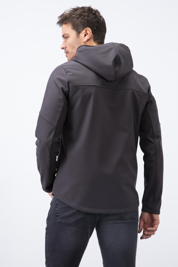 Tommy Life Antrasit Fermuarlı Kapüşonlu Su ve Rüzgar Geçirmez Softshell Erkek Mont - 88051. 5 Tommy Life Antrasit Fermuarlı Kapüşonlu Su ve Rüzgar Geçirmez Softshell Erkek Mont - 88051. 5