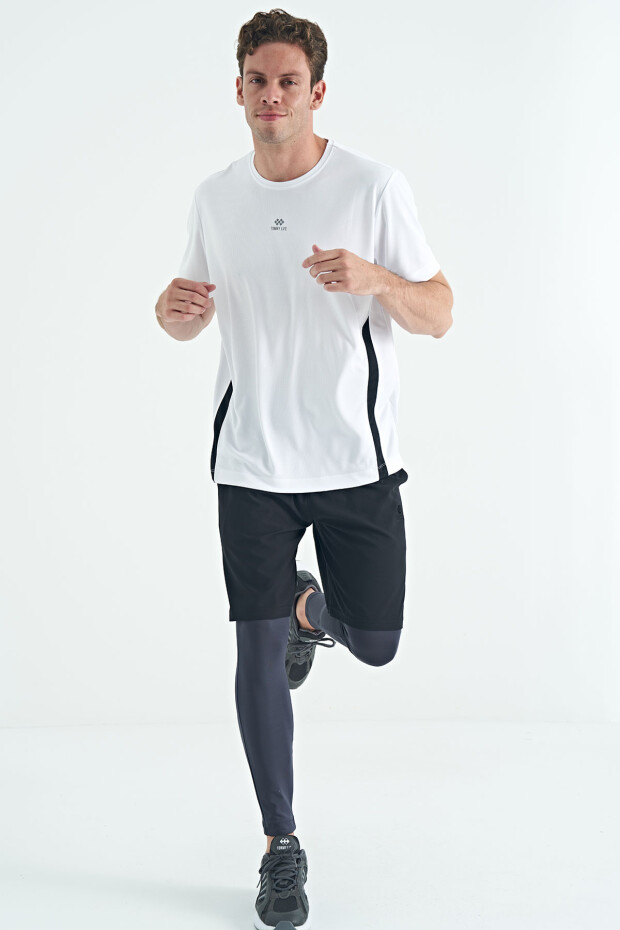Antrasit Logo Baskılı Yüksek Bel Slim Fit Aktif Spor Erkek Tayt - 84989 - 2
