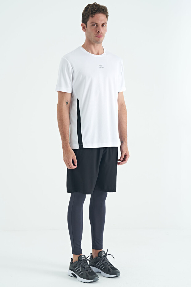 Antrasit Logo Baskılı Yüksek Bel Slim Fit Aktif Spor Erkek Tayt - 84989 - 3