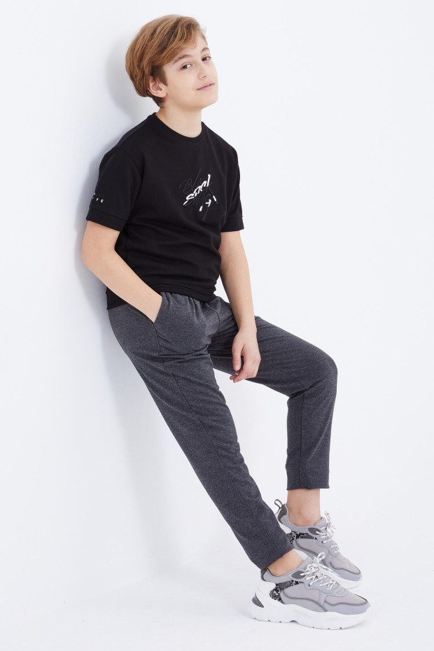 Tommy Life Antrasit Melanj Bağcıklı Dar Paça Basic Erkek Çocuk Eşofman Alt - 10858. 3 Tommy Life Antrasit Melanj Bağcıklı Dar Paça Basic Erkek Çocuk Eşofman Alt - 10858. 3