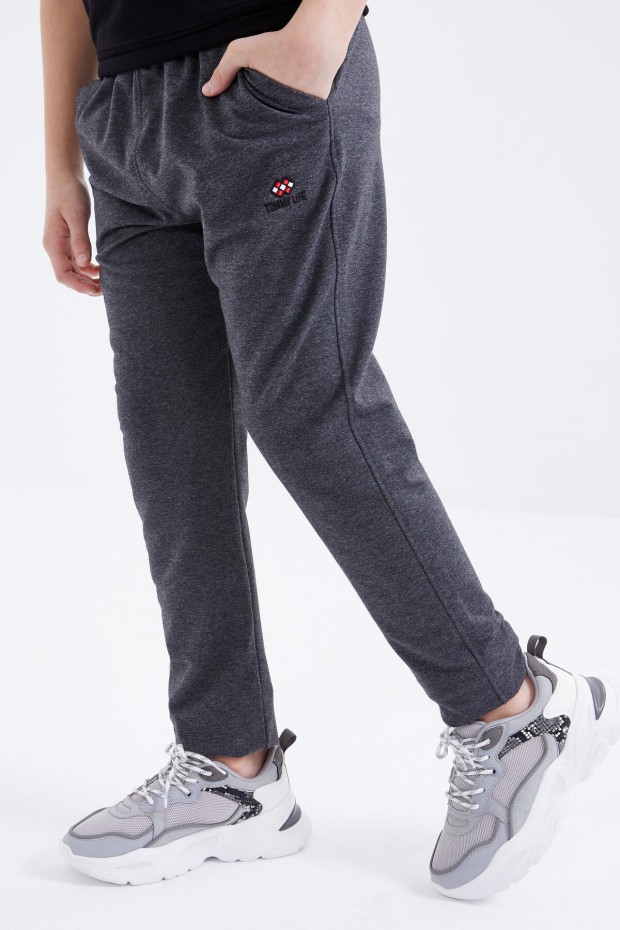 Tommy Life Antrasit Melanj Bağcıklı Dar Paça Basic Erkek Çocuk Eşofman Alt - 10858. 7 Tommy Life Antrasit Melanj Bağcıklı Dar Paça Basic Erkek Çocuk Eşofman Alt - 10858. 7