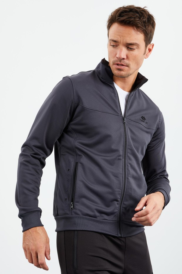 Tommy Life Antrasit - Siyah Dik Yaka Fermuarlı Standart Kalıp Klasik Paça Erkek Eşofman Takımı - 85162. 1 Tommy Life Antrasit - Siyah Dik Yaka Fermuarlı Standart Kalıp Klasik Paça Erkek Eşofman Takımı - 85162. 1