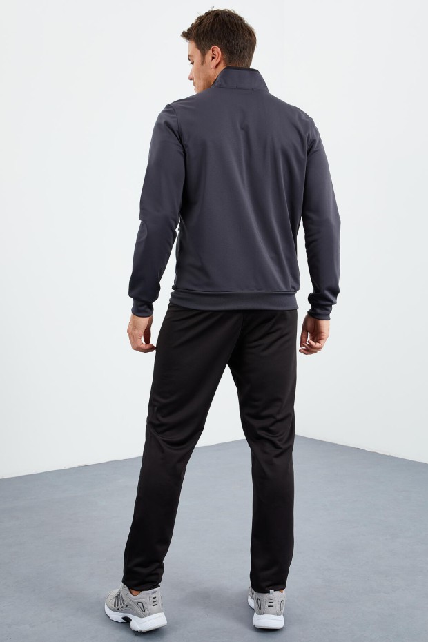 Tommy Life Antrasit - Siyah Dik Yaka Fermuarlı Standart Kalıp Klasik Paça Erkek Eşofman Takımı - 85162. 7 Tommy Life Antrasit - Siyah Dik Yaka Fermuarlı Standart Kalıp Klasik Paça Erkek Eşofman Takımı - 85162. 7