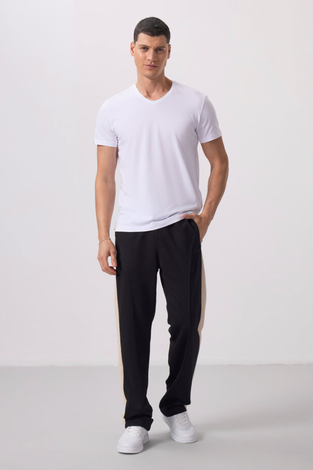 Beyaz Basic Kısa Kol Standart Kalıp V Yaka Erkek T-Shirt - 87912 - 2