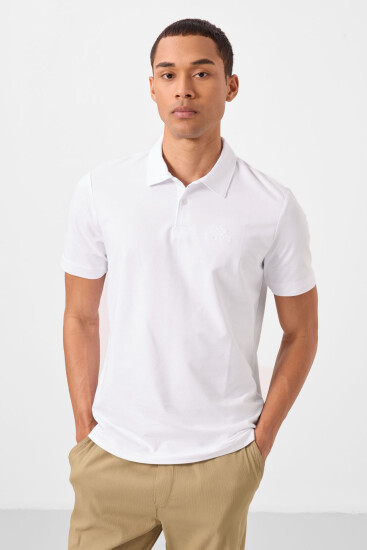 Beyaz Standart Kalıp Basic Polo Yaka Erkek T-Shirt - 87748 