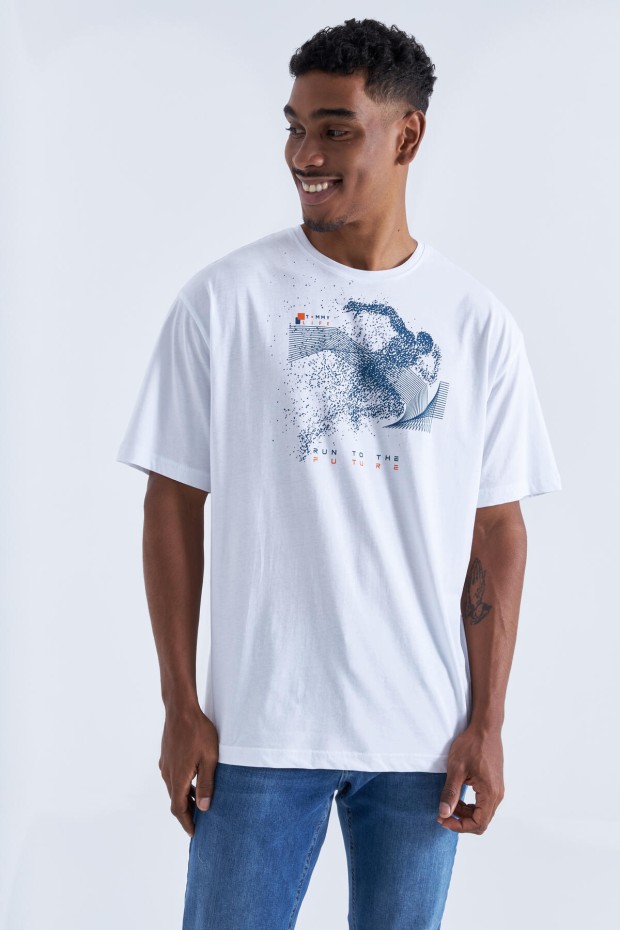 Tommy Life Beyaz Baskı Detaylı O Yaka Erkek Oversize T-Shirt - 88093. 3 Tommy Life Beyaz Baskı Detaylı O Yaka Erkek Oversize T-Shirt - 88093. 3