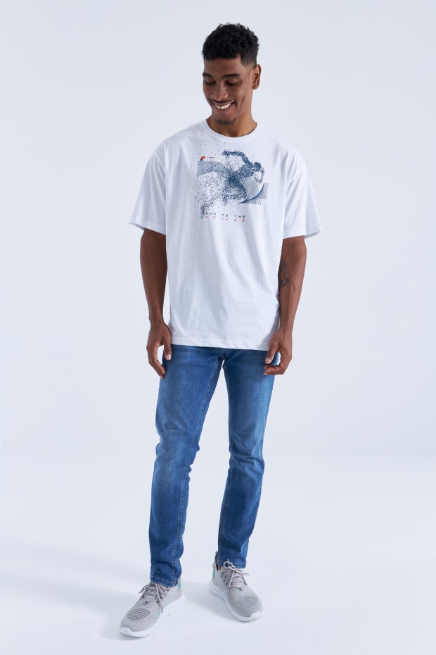 Tommy Life Beyaz Baskı Detaylı O Yaka Erkek Oversize T-Shirt - 88093. 2 Tommy Life Beyaz Baskı Detaylı O Yaka Erkek Oversize T-Shirt - 88093. 2