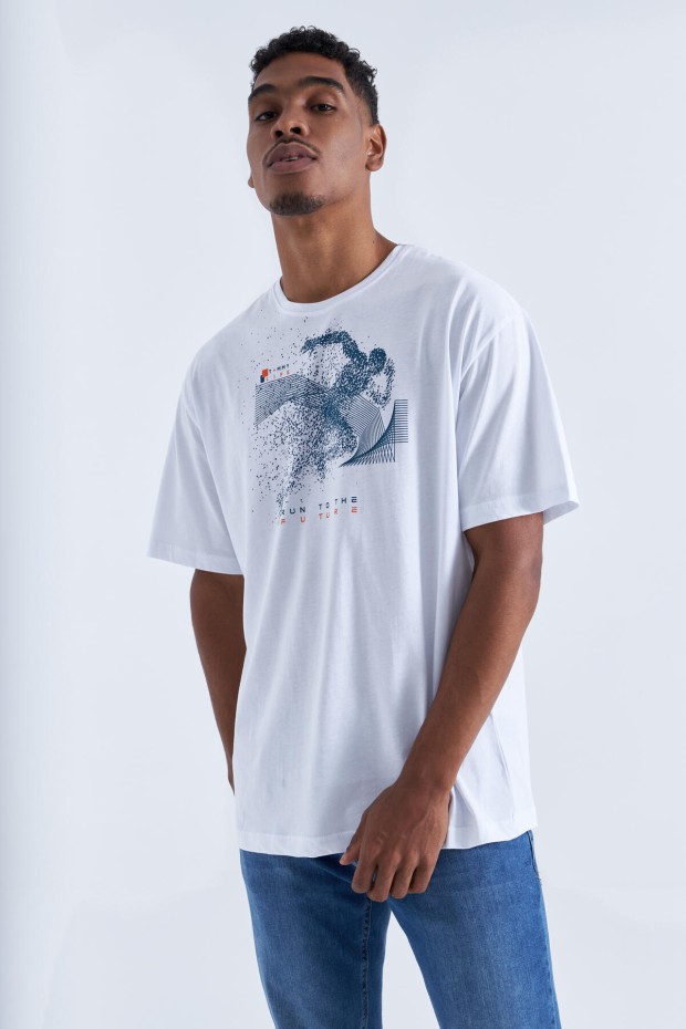 Tommy Life Beyaz Baskı Detaylı O Yaka Erkek Oversize T-Shirt - 88093. 1 Tommy Life Beyaz Baskı Detaylı O Yaka Erkek Oversize T-Shirt - 88093. 1