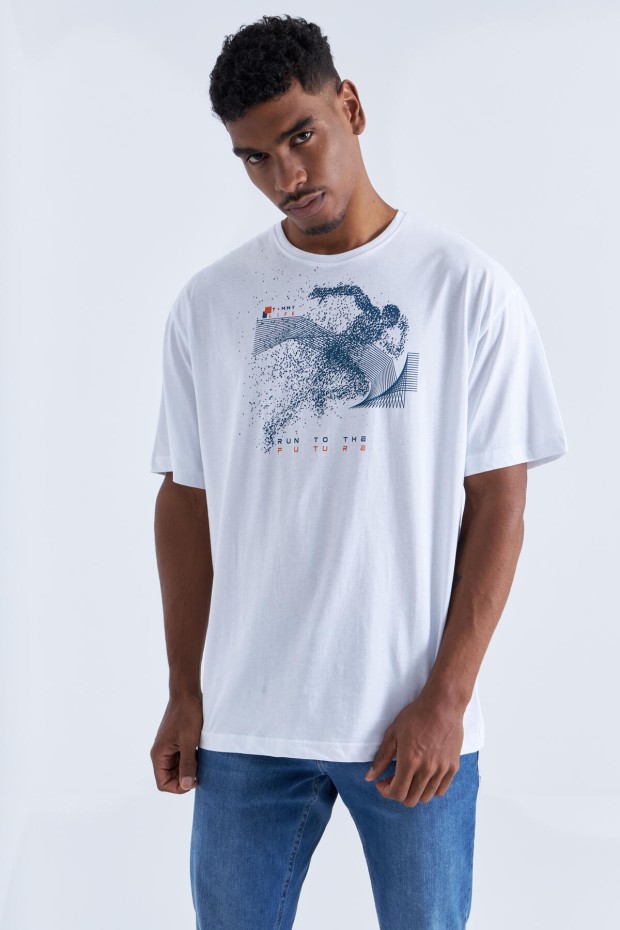 Tommy Life Beyaz Baskı Detaylı O Yaka Erkek Oversize T-Shirt - 88093. 4 Tommy Life Beyaz Baskı Detaylı O Yaka Erkek Oversize T-Shirt - 88093. 4