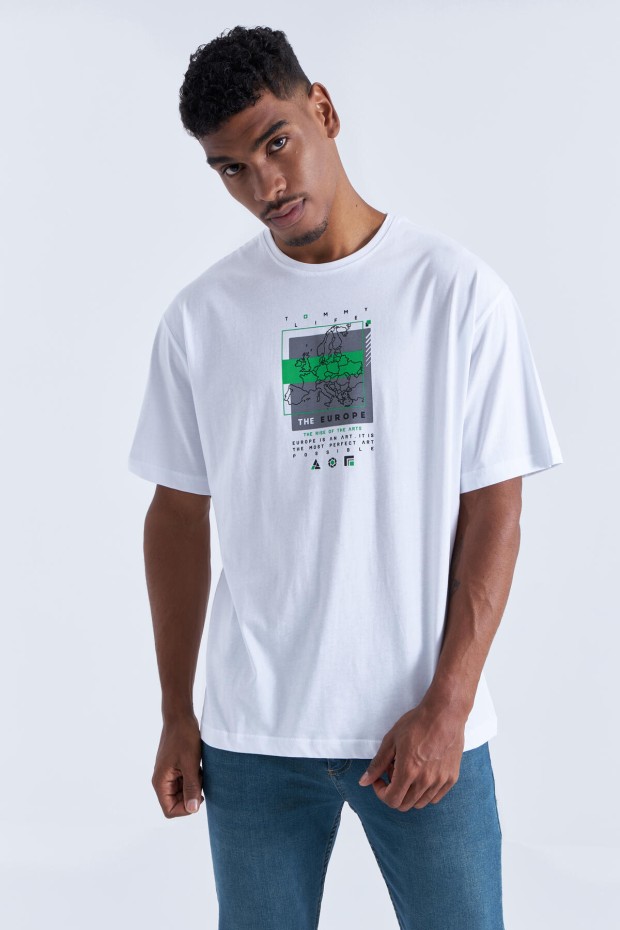 Tommy Life Beyaz Baskı Detaylı O Yaka Erkek Oversize T-Shirt - 88094. 1 Tommy Life Beyaz Baskı Detaylı O Yaka Erkek Oversize T-Shirt - 88094. 1