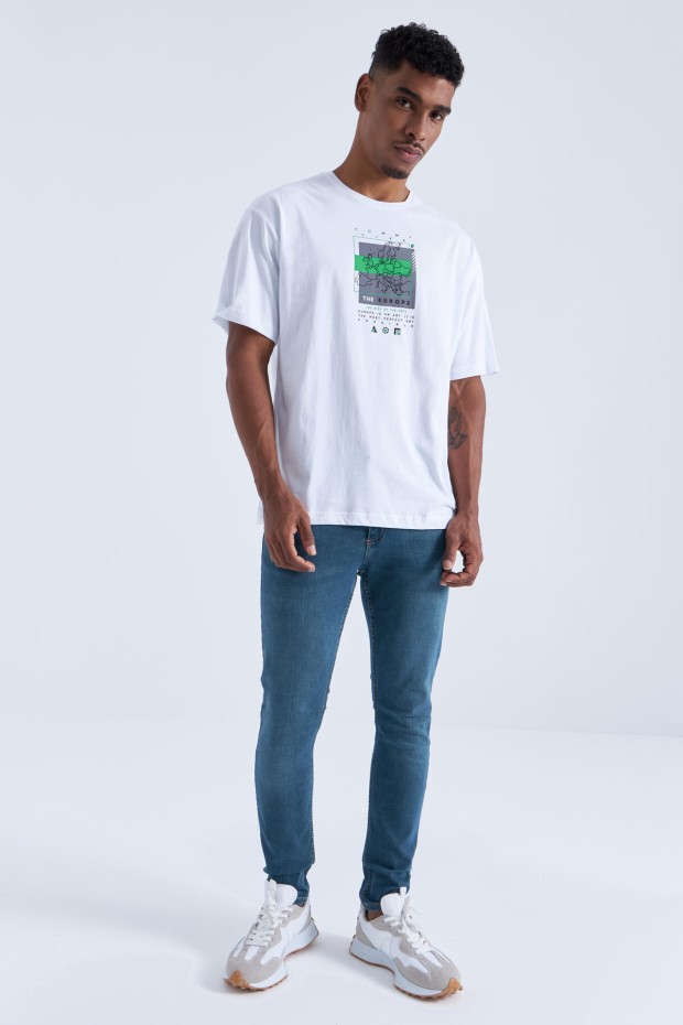 Tommy Life Beyaz Baskı Detaylı O Yaka Erkek Oversize T-Shirt - 88094. 2 Tommy Life Beyaz Baskı Detaylı O Yaka Erkek Oversize T-Shirt - 88094. 2