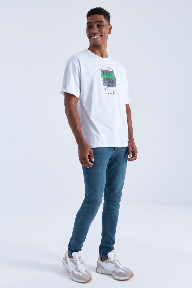 Tommy Life Beyaz Baskı Detaylı O Yaka Erkek Oversize T-Shirt - 88094. 4 Tommy Life Beyaz Baskı Detaylı O Yaka Erkek Oversize T-Shirt - 88094. 4