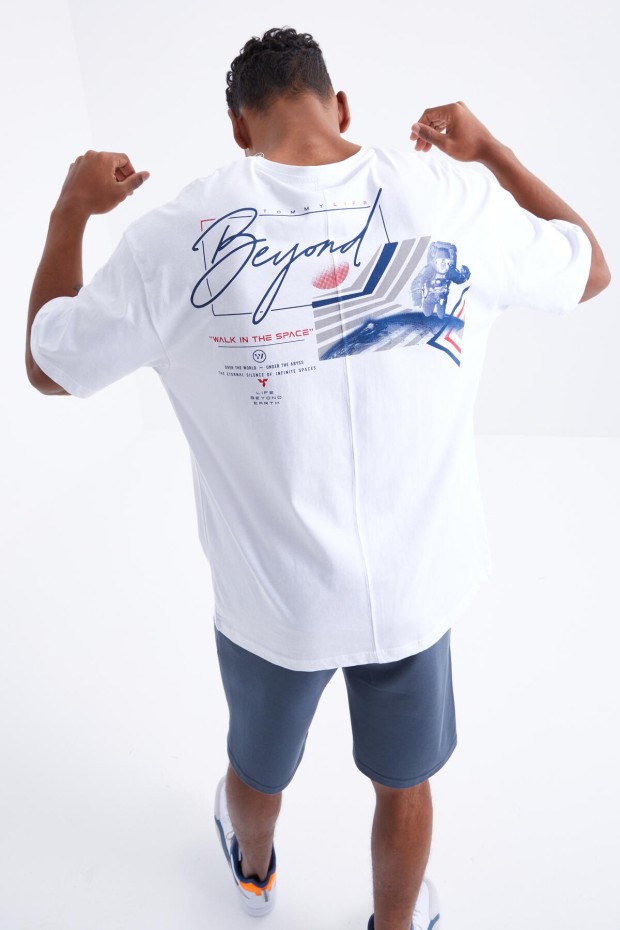 Tommy Life Beyaz Baskı Detaylı O Yaka Erkek Oversize T-Shirt - 88099. 3 Tommy Life Beyaz Baskı Detaylı O Yaka Erkek Oversize T-Shirt - 88099. 3