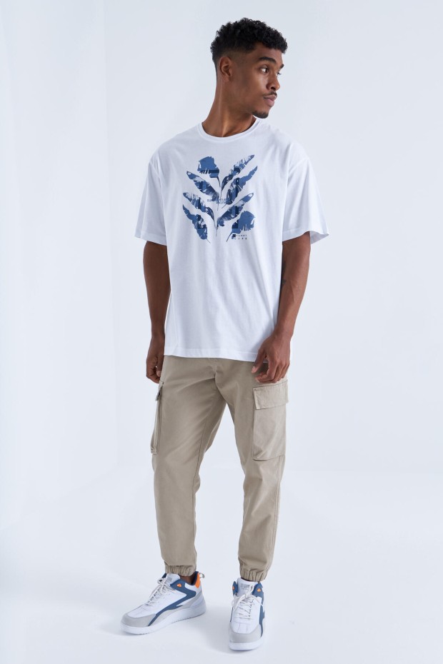 Tommy Life Beyaz Büyük Baskılı O Yaka Erkek Oversize T-Shirt - 88092. 3 Tommy Life Beyaz Büyük Baskılı O Yaka Erkek Oversize T-Shirt - 88092. 3