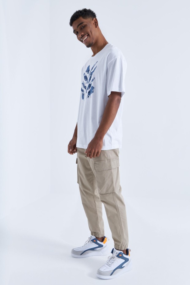 Tommy Life Beyaz Büyük Baskılı O Yaka Erkek Oversize T-Shirt - 88092. 8 Tommy Life Beyaz Büyük Baskılı O Yaka Erkek Oversize T-Shirt - 88092. 8