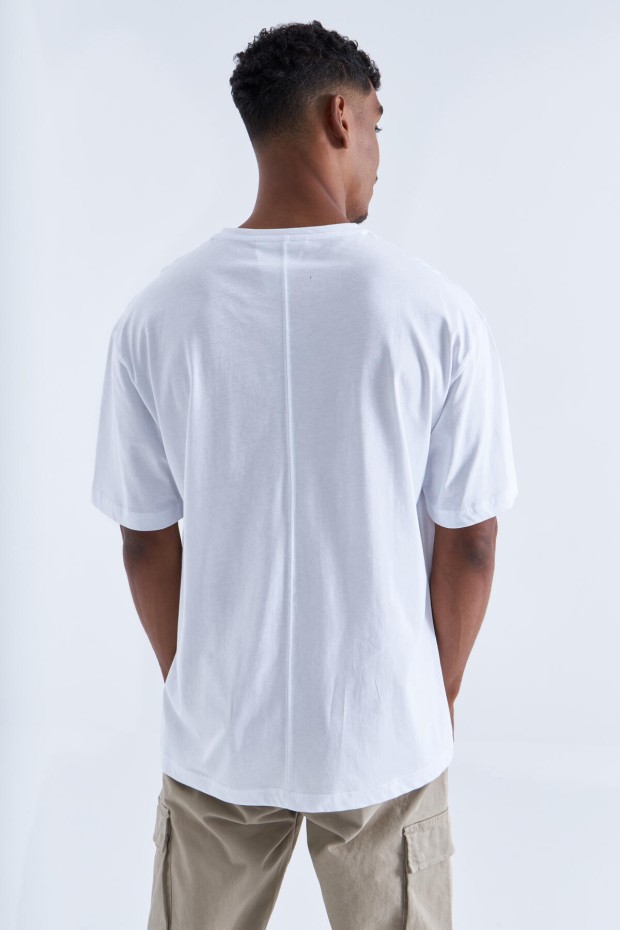 Tommy Life Beyaz Büyük Baskılı O Yaka Erkek Oversize T-Shirt - 88092. 5 Tommy Life Beyaz Büyük Baskılı O Yaka Erkek Oversize T-Shirt - 88092. 5
