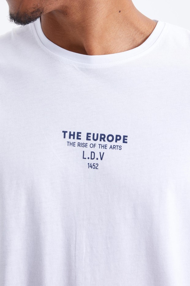 Tommy Life Beyaz Sırt Baskılı O Yaka Erkek Oversize T-Shirt - 88091. 8
