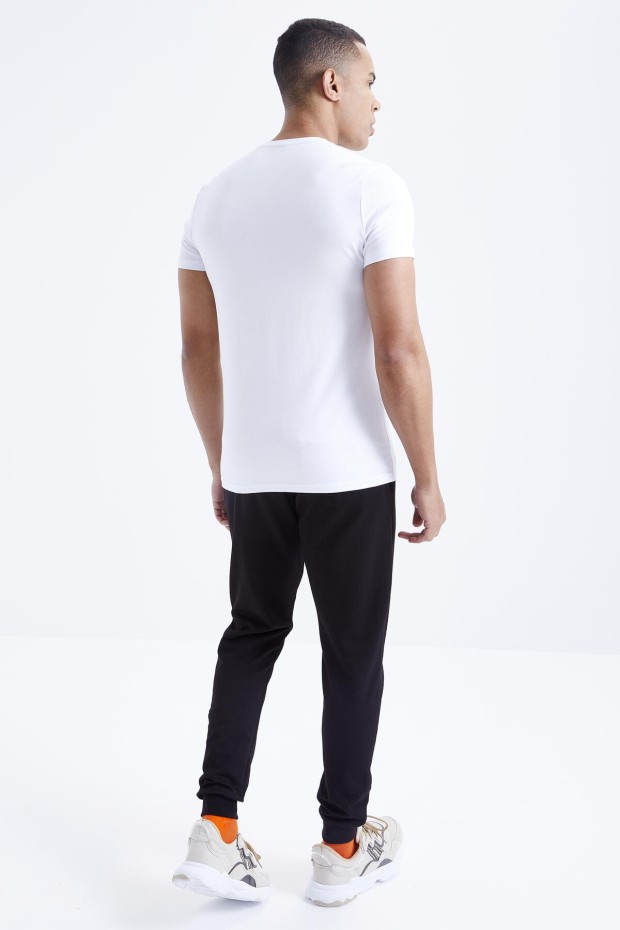 Tommy Life Beyaz - Siyah Baskı Detaylı O Yaka Standart Kalıp Manşetli Erkek Eşofman Takım - 85173. 7 Tommy Life Beyaz - Siyah Baskı Detaylı O Yaka Standart Kalıp Manşetli Erkek Eşofman Takım - 85173. 7