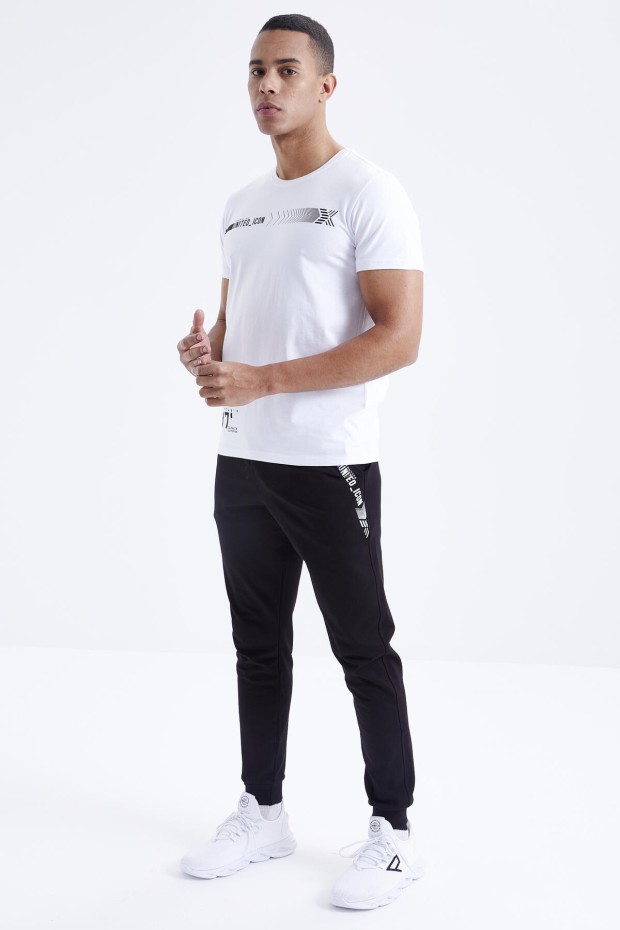 Tommy Life Beyaz - Siyah Baskı Detaylı O Yaka Standart Kalıp Manşetli Erkek Eşofman Takım - 85175. 1 Tommy Life Beyaz - Siyah Baskı Detaylı O Yaka Standart Kalıp Manşetli Erkek Eşofman Takım - 85175. 1