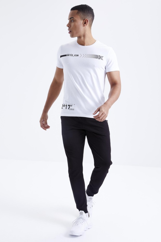 Tommy Life Beyaz - Siyah Baskı Detaylı O Yaka Standart Kalıp Manşetli Erkek Eşofman Takım - 85175. 6 Tommy Life Beyaz - Siyah Baskı Detaylı O Yaka Standart Kalıp Manşetli Erkek Eşofman Takım - 85175. 6