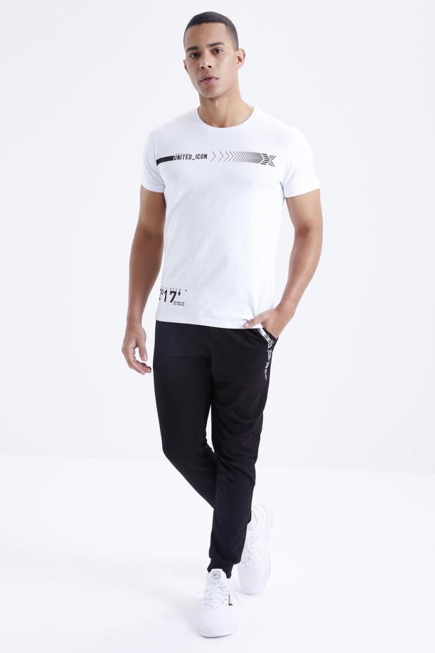 Tommy Life Beyaz - Siyah Baskı Detaylı O Yaka Standart Kalıp Manşetli Erkek Eşofman Takım - 85175. 8 Tommy Life Beyaz - Siyah Baskı Detaylı O Yaka Standart Kalıp Manşetli Erkek Eşofman Takım - 85175. 8