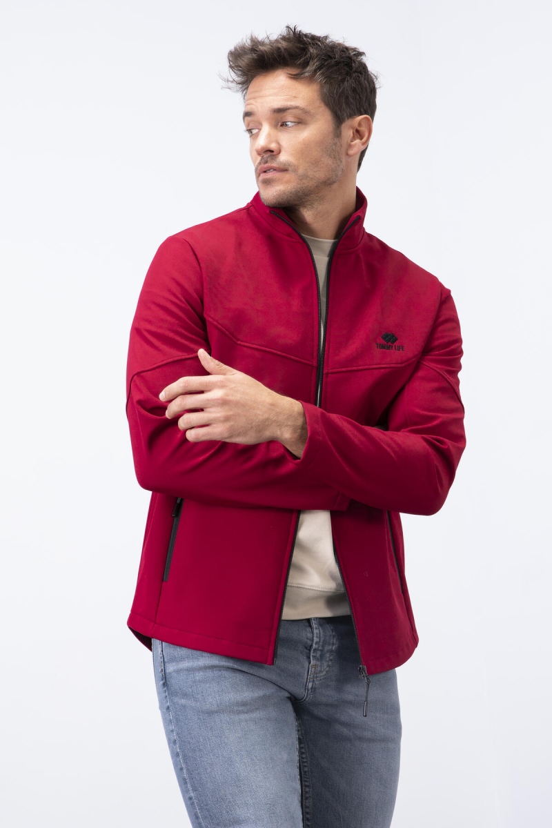 Tommy Life Bordo Fermuarlı Dik Yaka Su ve Rüzgar Geçirmez Softshell Erkek Mont - 88050. 6 Tommy Life Bordo Fermuarlı Dik Yaka Su ve Rüzgar Geçirmez Softshell Erkek Mont - 88050. 6