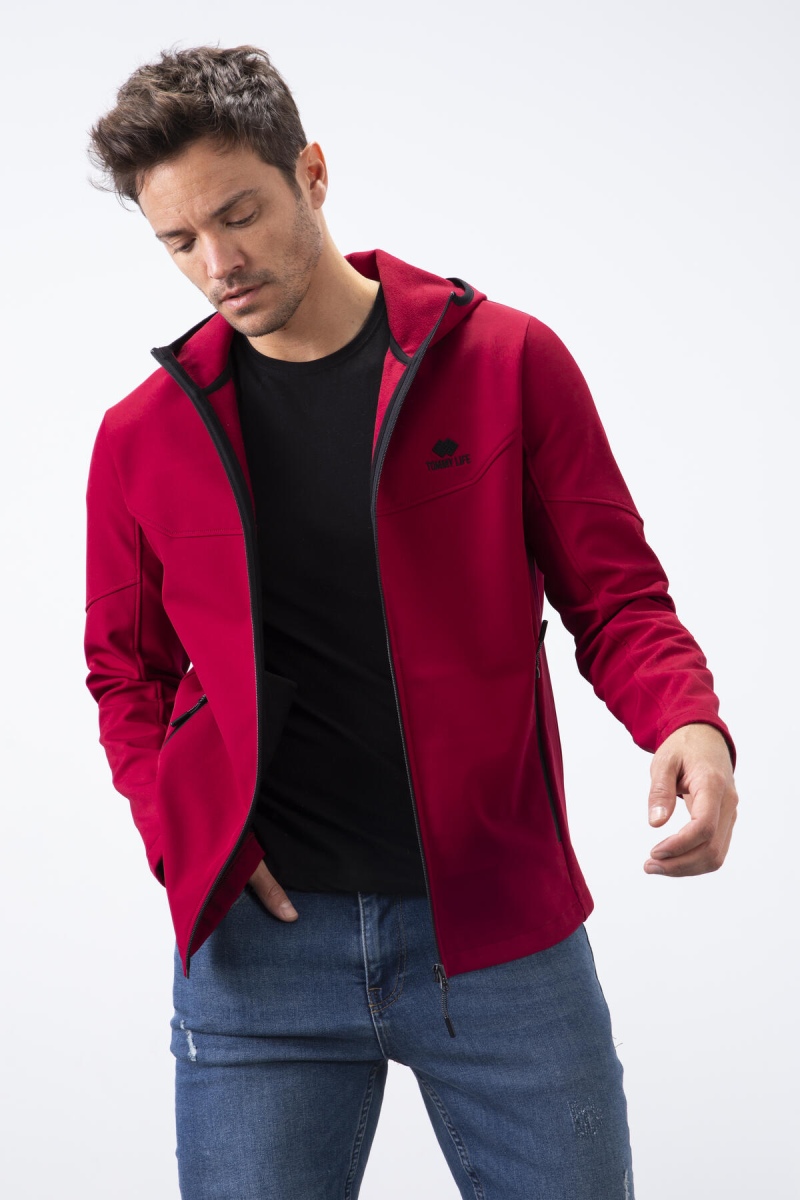 Tommy Life Bordo Fermuarlı Kapüşonlu Su ve Rüzgar Geçirmez Softshell Erkek Mont - 88051. 1 Tommy Life Bordo Fermuarlı Kapüşonlu Su ve Rüzgar Geçirmez Softshell Erkek Mont - 88051. 1