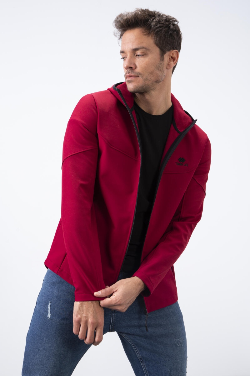 Tommy Life Bordo Fermuarlı Kapüşonlu Su ve Rüzgar Geçirmez Softshell Erkek Mont - 88051. 7 Tommy Life Bordo Fermuarlı Kapüşonlu Su ve Rüzgar Geçirmez Softshell Erkek Mont - 88051. 7
