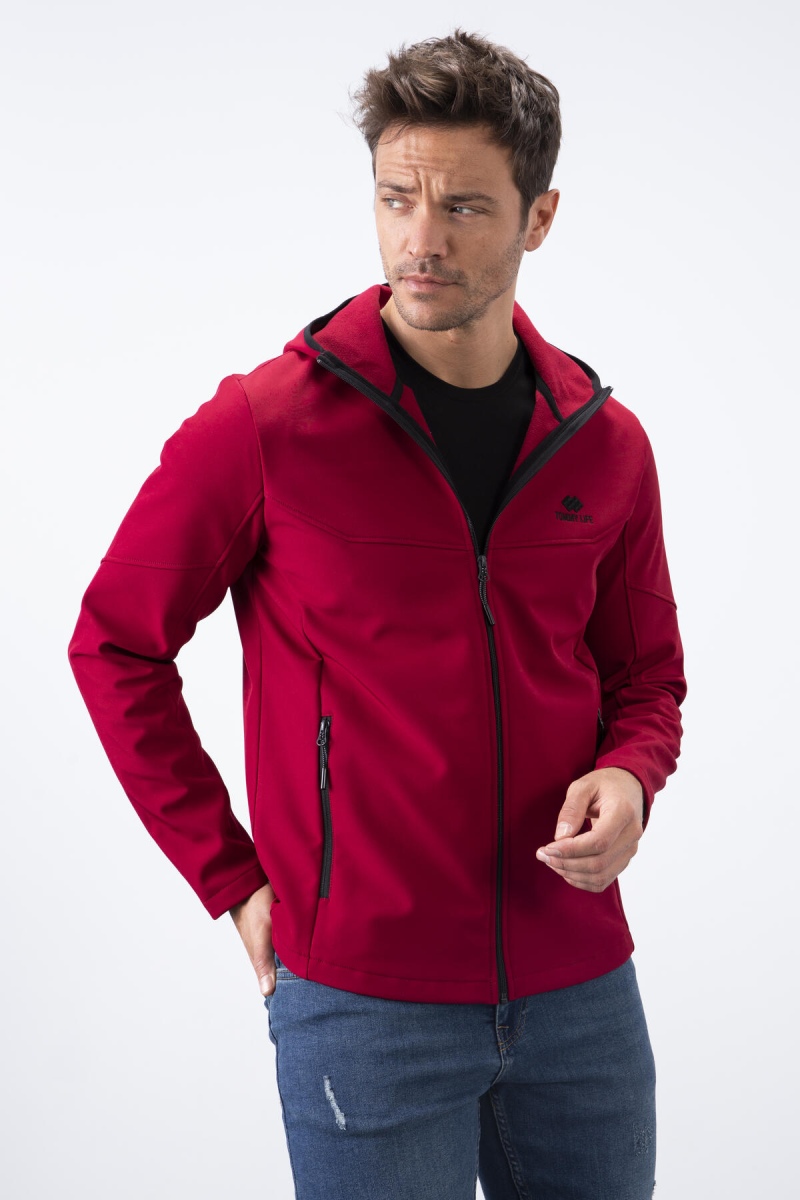 Tommy Life Bordo Fermuarlı Kapüşonlu Su ve Rüzgar Geçirmez Softshell Erkek Mont - 88051. 6 Tommy Life Bordo Fermuarlı Kapüşonlu Su ve Rüzgar Geçirmez Softshell Erkek Mont - 88051. 6