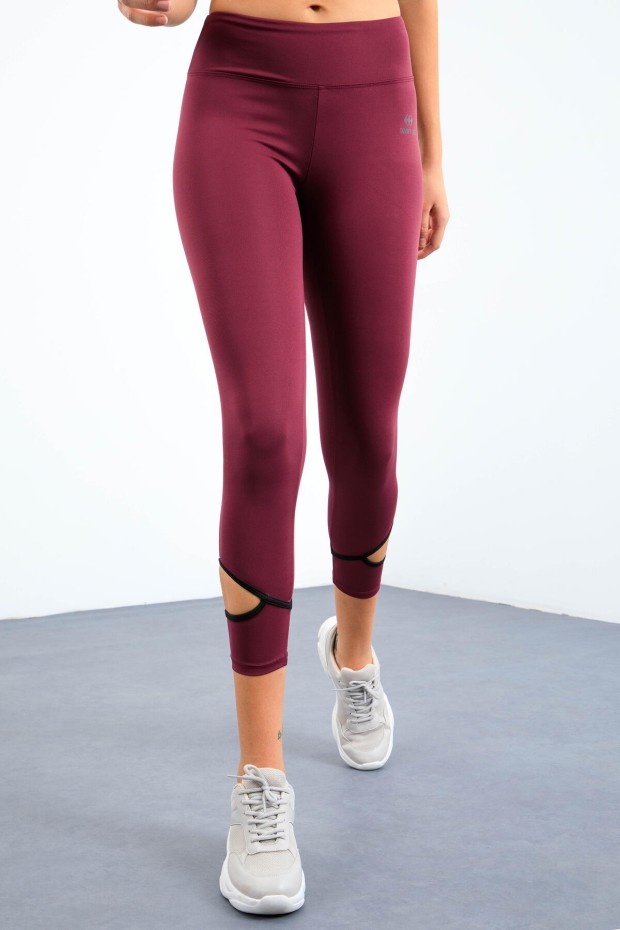 Tommy Life Bordo Bilekleri Pencereli Yüksel Bel Slim Fit Dar Paça Kadın Tayt - 94610. 7 Tommy Life Bordo Bilekleri Pencereli Yüksel Bel Slim Fit Dar Paça Kadın Tayt - 94610. 7