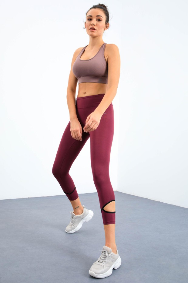 Tommy Life Bordo Bilekleri Pencereli Yüksel Bel Slim Fit Dar Paça Kadın Tayt - 94610. 5 Tommy Life Bordo Bilekleri Pencereli Yüksel Bel Slim Fit Dar Paça Kadın Tayt - 94610. 5