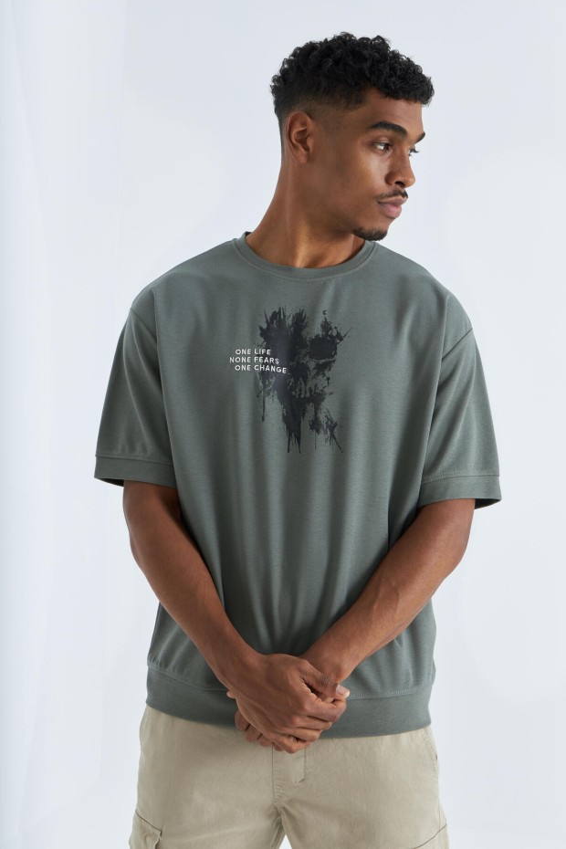 Tommy Life Çağla Baskılı Yazı Nakışlı O Yaka Erkek Oversize T-Shirt - 88105. 3 Tommy Life Çağla Baskılı Yazı Nakışlı O Yaka Erkek Oversize T-Shirt - 88105. 3