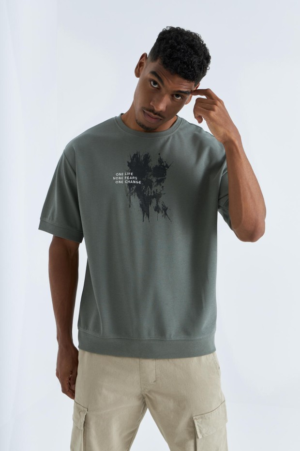 Tommy Life Çağla Baskılı Yazı Nakışlı O Yaka Erkek Oversize T-Shirt - 88105. 1 Tommy Life Çağla Baskılı Yazı Nakışlı O Yaka Erkek Oversize T-Shirt - 88105. 1