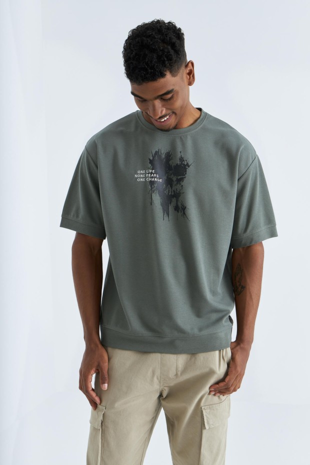 Tommy Life Çağla Baskılı Yazı Nakışlı O Yaka Erkek Oversize T-Shirt - 88105. 7 Tommy Life Çağla Baskılı Yazı Nakışlı O Yaka Erkek Oversize T-Shirt - 88105. 7