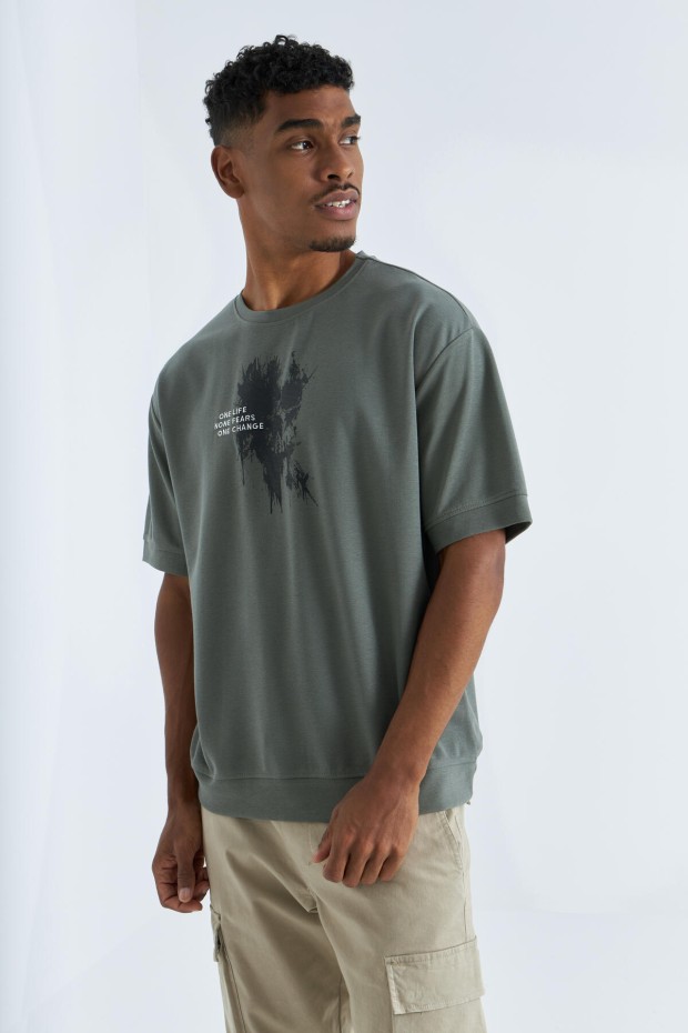 Tommy Life Çağla Baskılı Yazı Nakışlı O Yaka Erkek Oversize T-Shirt - 88105. 6 Tommy Life Çağla Baskılı Yazı Nakışlı O Yaka Erkek Oversize T-Shirt - 88105. 6