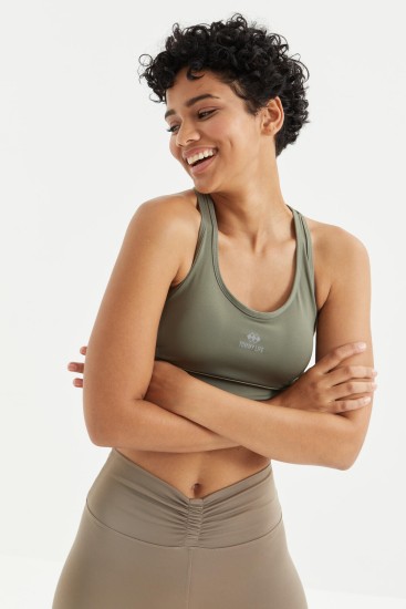 Çağla Çapraz Sırt Detaylı Slim Fit U Yaka Pedli Kadın Spor Büstiyer - 97121 