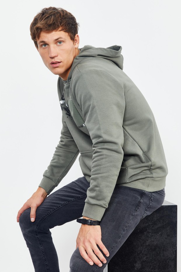 Çağla Air Yazı Baskılı Kapüşonlu Rahat Form Erkek Sweatshirt - 88009 - 3