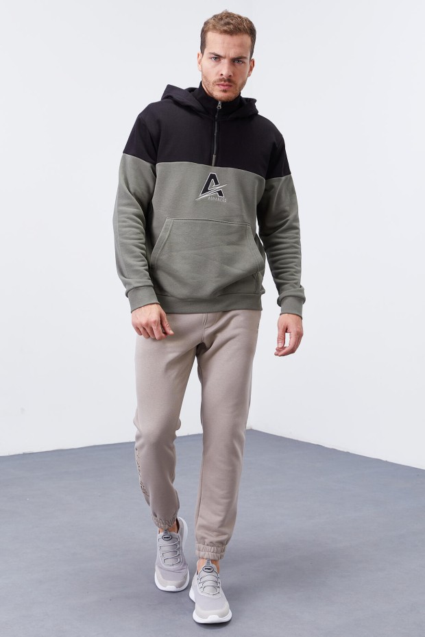 Tommy Life Çağla Nakış Detaylı Yarım Fermuar Kapüşonlu Erkek Sweatshirt - 88033. 2 Tommy Life Çağla Nakış Detaylı Yarım Fermuar Kapüşonlu Erkek Sweatshirt - 88033. 2