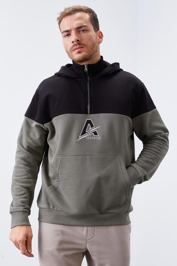 Tommy Life Çağla Nakış Detaylı Yarım Fermuar Kapüşonlu Erkek Sweatshirt - 88033. 1 Tommy Life Çağla Nakış Detaylı Yarım Fermuar Kapüşonlu Erkek Sweatshirt - 88033. 1