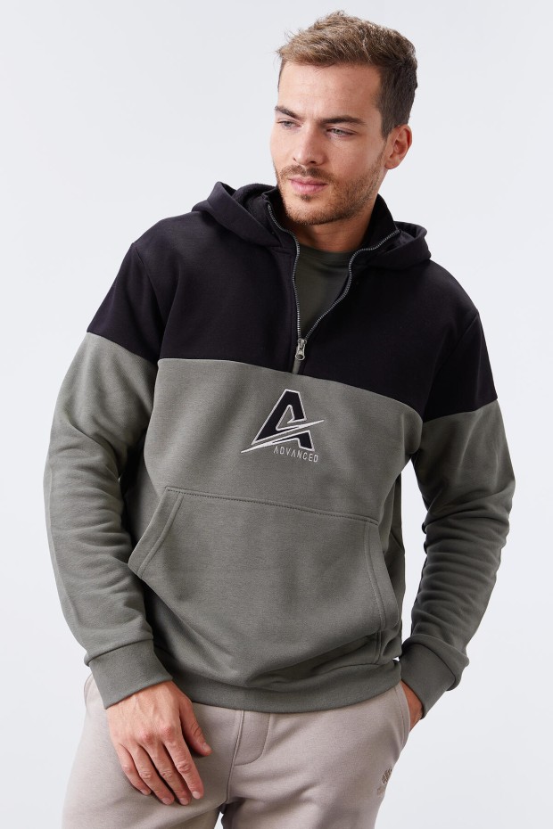 Tommy Life Çağla Nakış Detaylı Yarım Fermuar Kapüşonlu Erkek Sweatshirt - 88033. 5 Tommy Life Çağla Nakış Detaylı Yarım Fermuar Kapüşonlu Erkek Sweatshirt - 88033. 5