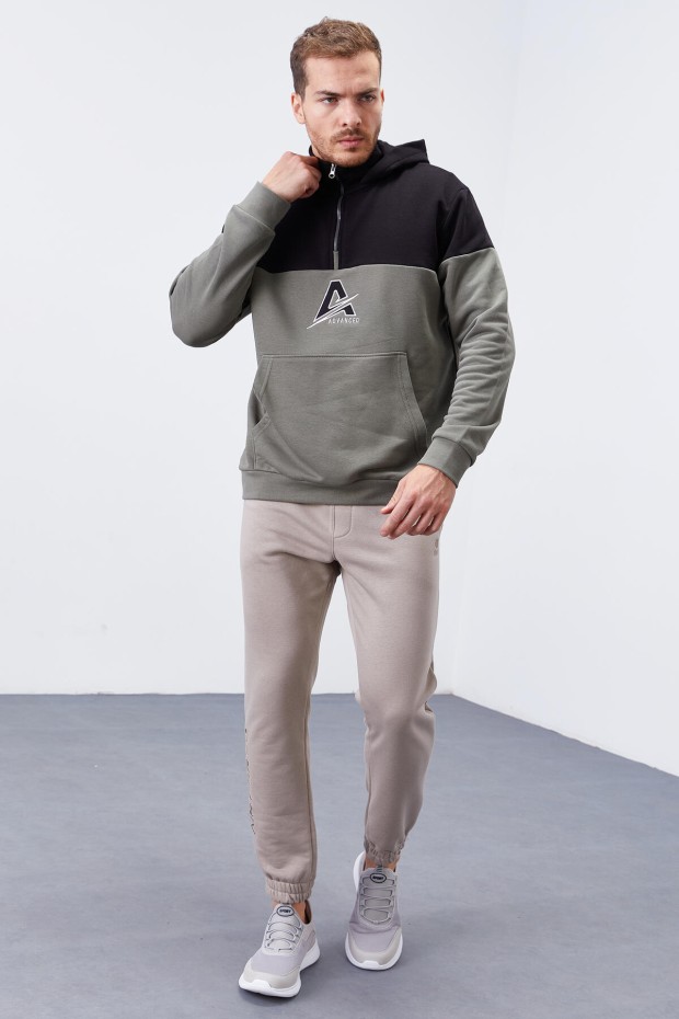 Tommy Life Çağla Nakış Detaylı Yarım Fermuar Kapüşonlu Erkek Sweatshirt - 88033. 4 Tommy Life Çağla Nakış Detaylı Yarım Fermuar Kapüşonlu Erkek Sweatshirt - 88033. 4