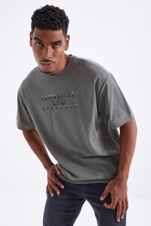 Tommy Life Çağla Küçük Yazı Nakışlı O Yaka Erkek Oversize T-Shirt - 88103. 5 Tommy Life Çağla Küçük Yazı Nakışlı O Yaka Erkek Oversize T-Shirt - 88103. 5